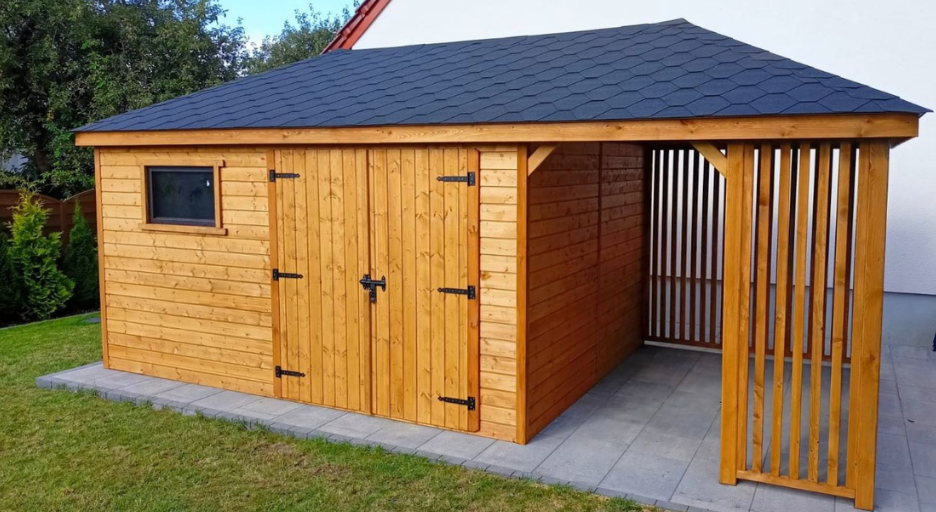 Domek narzedziowy z altana Praktyczne rozwiazanie 2w1 do Twojego ogrodu