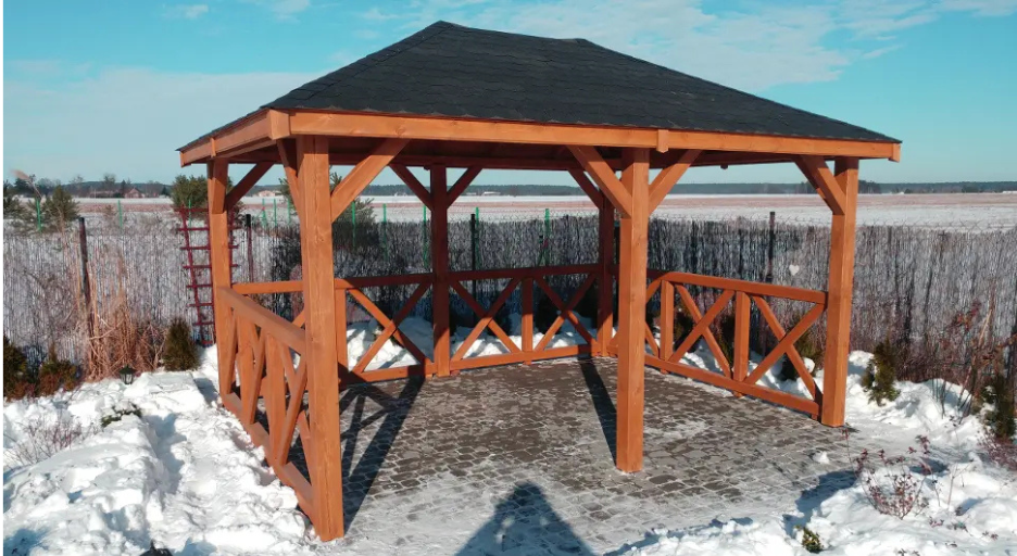 Zimowy ogród z altaną altland