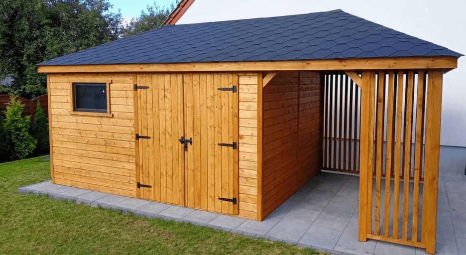 Domek narzedziowy z altana Praktyczne rozwiazanie 2w1 do Twojego ogrodu