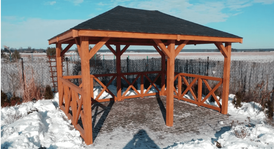 Zimowy ogród z altaną altland